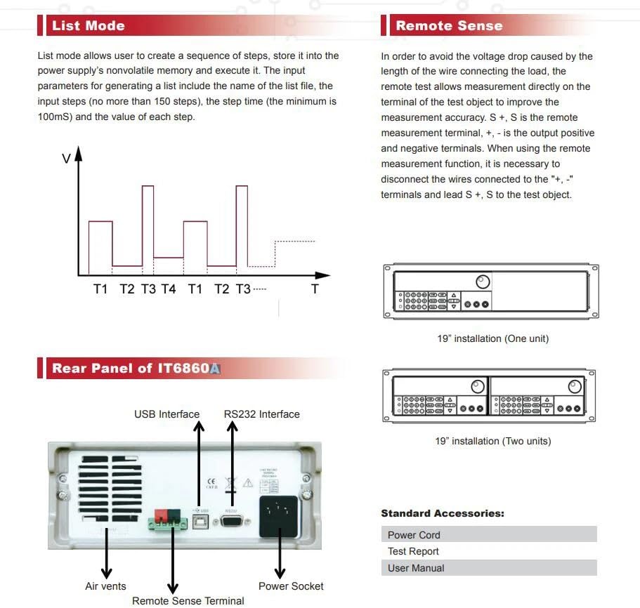 Programmable DC Power Supply, IT6863A, Dual Range Single Output 0-72V/1.5A 108W