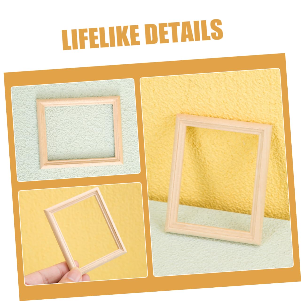 CIMAXIC 2pcs Miniature Photo Frame Tiny Picture Frame Mini House Accessories Dollhouse Photo Frame Mini Photo Frame Dollhouse Miniature Accessories Picture Frames Doll House Decor Wood