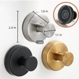 oddmmo Luxe Hold No-Drill Hooks, 2024 New Stainless Steel Vacuum Strong Suction Cup Hooks, No Drill Bathroom Suction Cup Hooks for Shower, Mirror, Hanging Towels, Wall (Black, 2pcs)