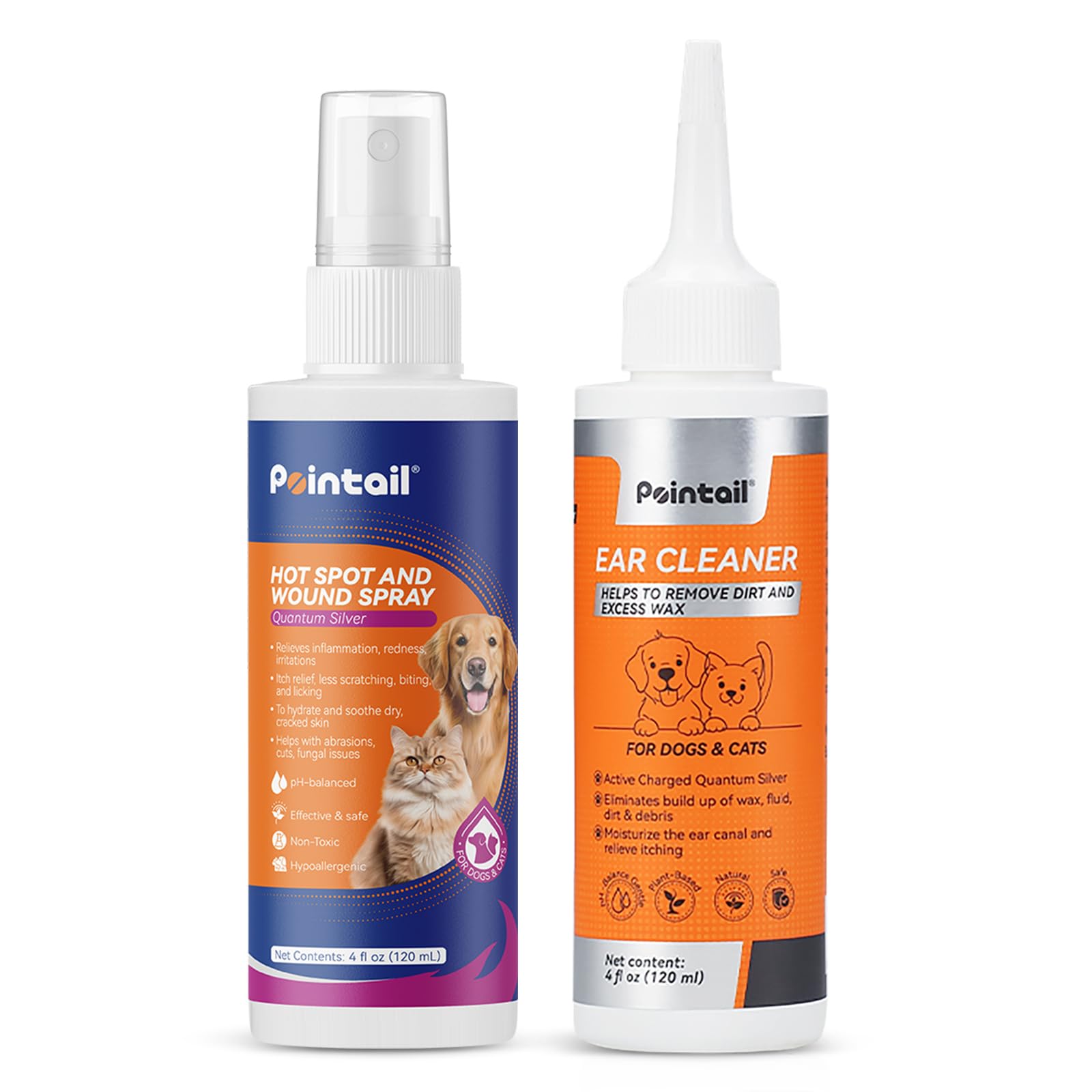 pointail Hot Spot Spray 4oz + Ear Cleaner 4oz