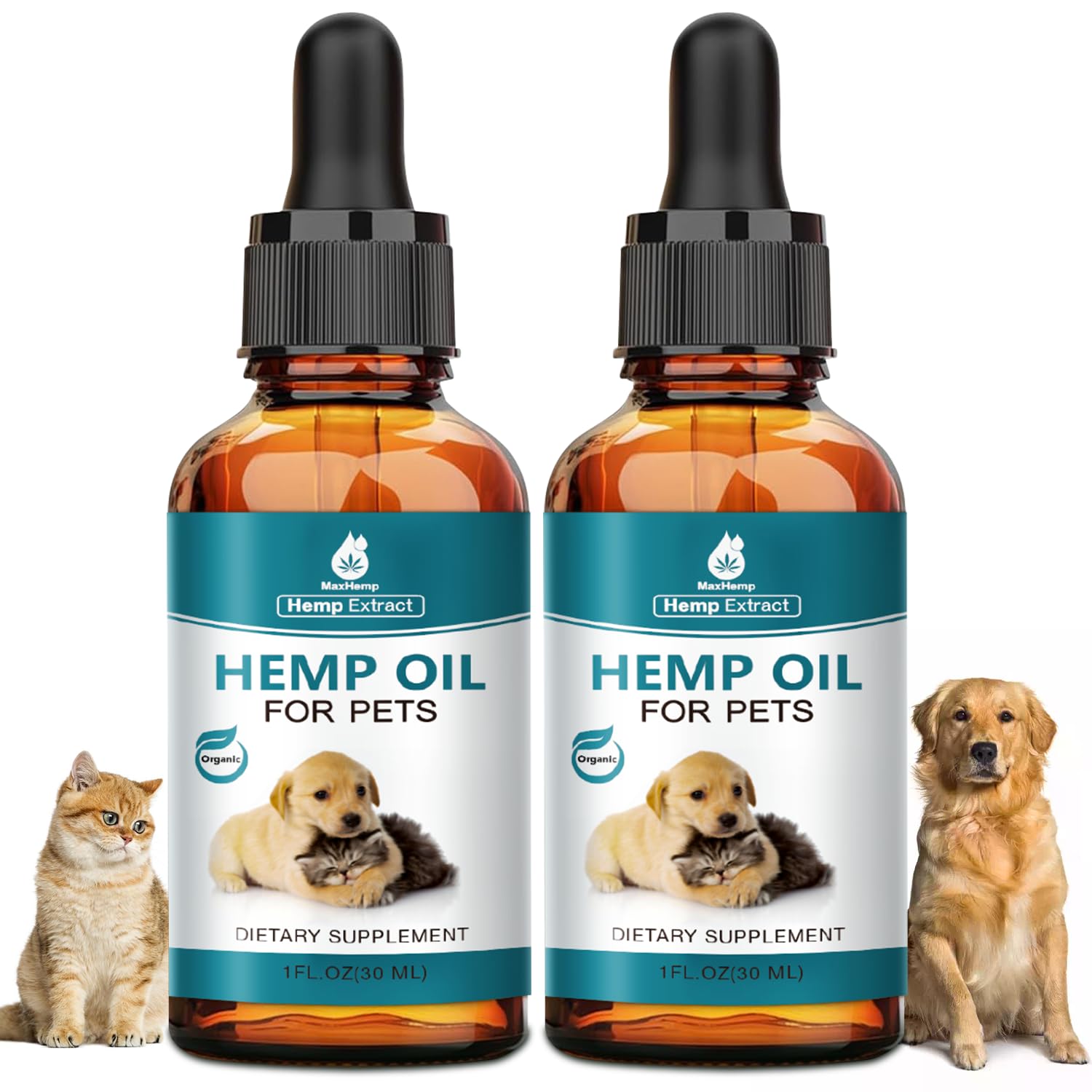 2 Packs -Pet Hemp Oil for Dogs and Cats - Anxiety, Stress Pain Holistic Inflammation Relief - for Joint Hip Аrthritis, Calming Oil Drop - Organic Pets Treats