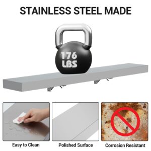 PrecisionAuto Concession Shelf 71" L x 11" W - 304 Stainless Steel Folding Serving Shelf, Wall Mount Shelving, Ideal for Food Truck, Grill Area, BBQ Table, Restaurant