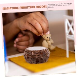 1 Set Mini Table and Chair Model Home Decor Household Items House Decorations for Home Miniature Furniture Tiny House Supplies Doll House Furniture Model Resin Light Brown Hohopeti