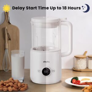 Automatic Nut Milk Maker, 20 Oz Soy Milk Maker Machine for Homemade Almond/Oat/Soy, Plant-Based Milk and Dairy Beverages, 12 Blades Almond Milk Maker with Delay Start/Boil/Self-cleaning, White