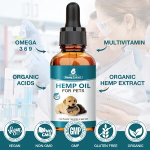 2 Packs -Pet Hemp Oil for Dogs and Cats - Anxiety, Stress Pain Holistic Inflammation Relief - for Joint Hip Аrthritis, Calming Oil Drop - Organic Pets Treats