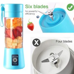 Portable Blender, Personal Blender Portable, USB Portable Blender for Smoothies with 6 Ultra Sharp Blades, Portable Blenders for Travel/Picnic/Office/Gym Blue3