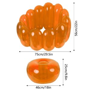 amusediy Jelly Inflatable Blow Up Chair, Indoor Outdoor Portable Inflatable Couch, Air Jello Chair Patio Inflatable Furniture (Orange)