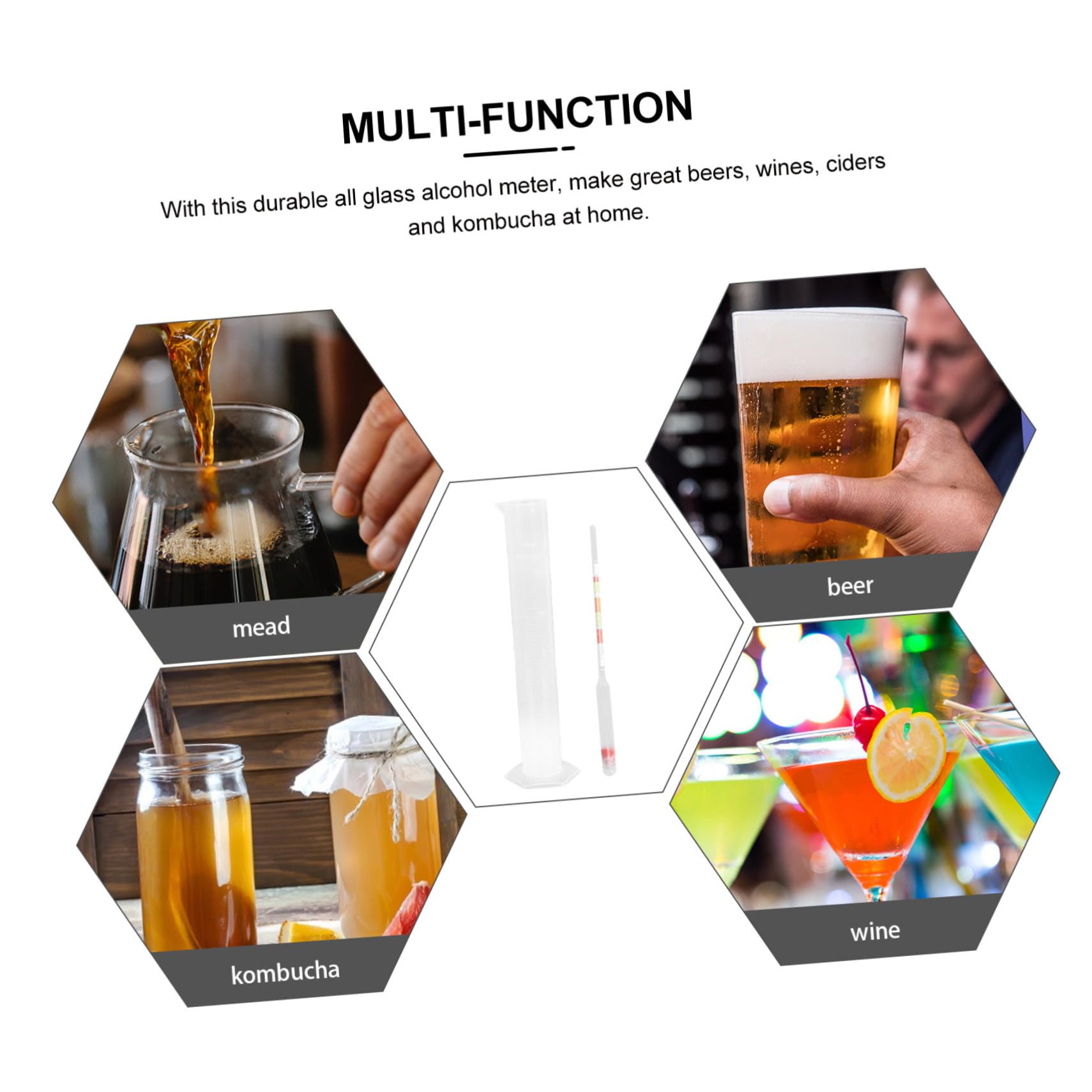 Unomor 1 Set American Attenuation Meter Manual Alcohol Hydrometer Triple Scale Specific Tester Hydrometer for Maple Syrup Making Beer Hydrometer Alcoholometer Meter for Wine Glass