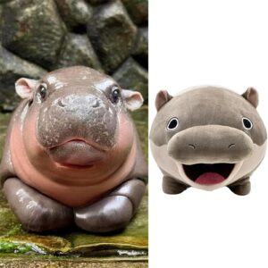 FKONGD 2024 Moo Deng Mini Hippo Plush, SmallCute Cartoon Moo Deng Plush Toys, Soft Baby Hippopotamus Stuffed,Soft Baby Hippopotamus Stuffed Animal Pillow for Kids