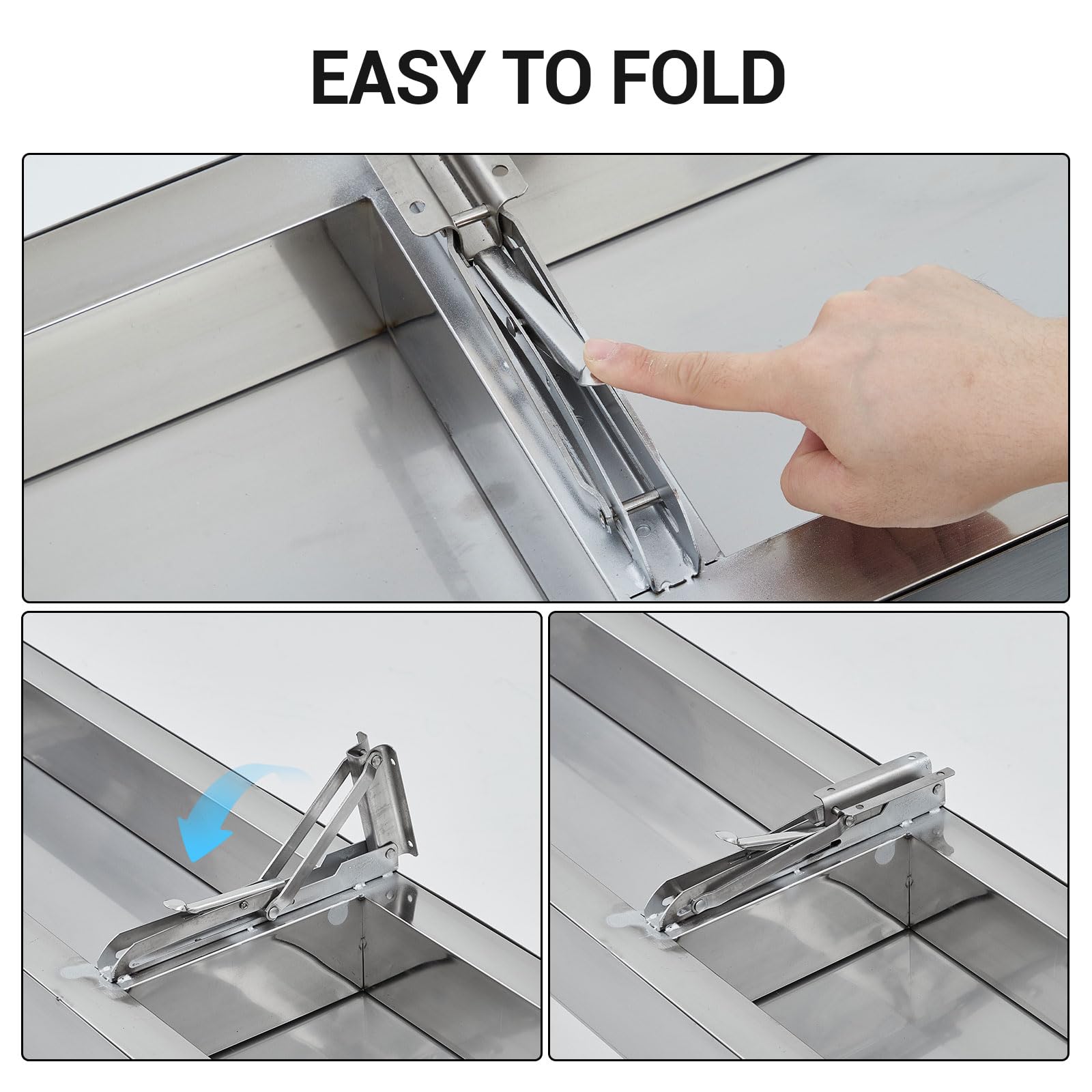 PrecisionAuto Concession Shelf 71" L x 11" W - 304 Stainless Steel Folding Serving Shelf, Wall Mount Shelving, Ideal for Food Truck, Grill Area, BBQ Table, Restaurant