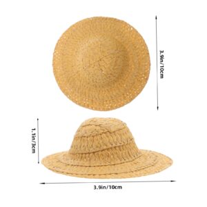 CIMAXIC 12pcs Mini Hat Crafts Straw Hat Tiny Straw Hats Hat Photo Props Caps Small Party Hats Adorable Hat Adornment Miniature Little Straw Hat Mini House Adornment Model Light Brown Paper