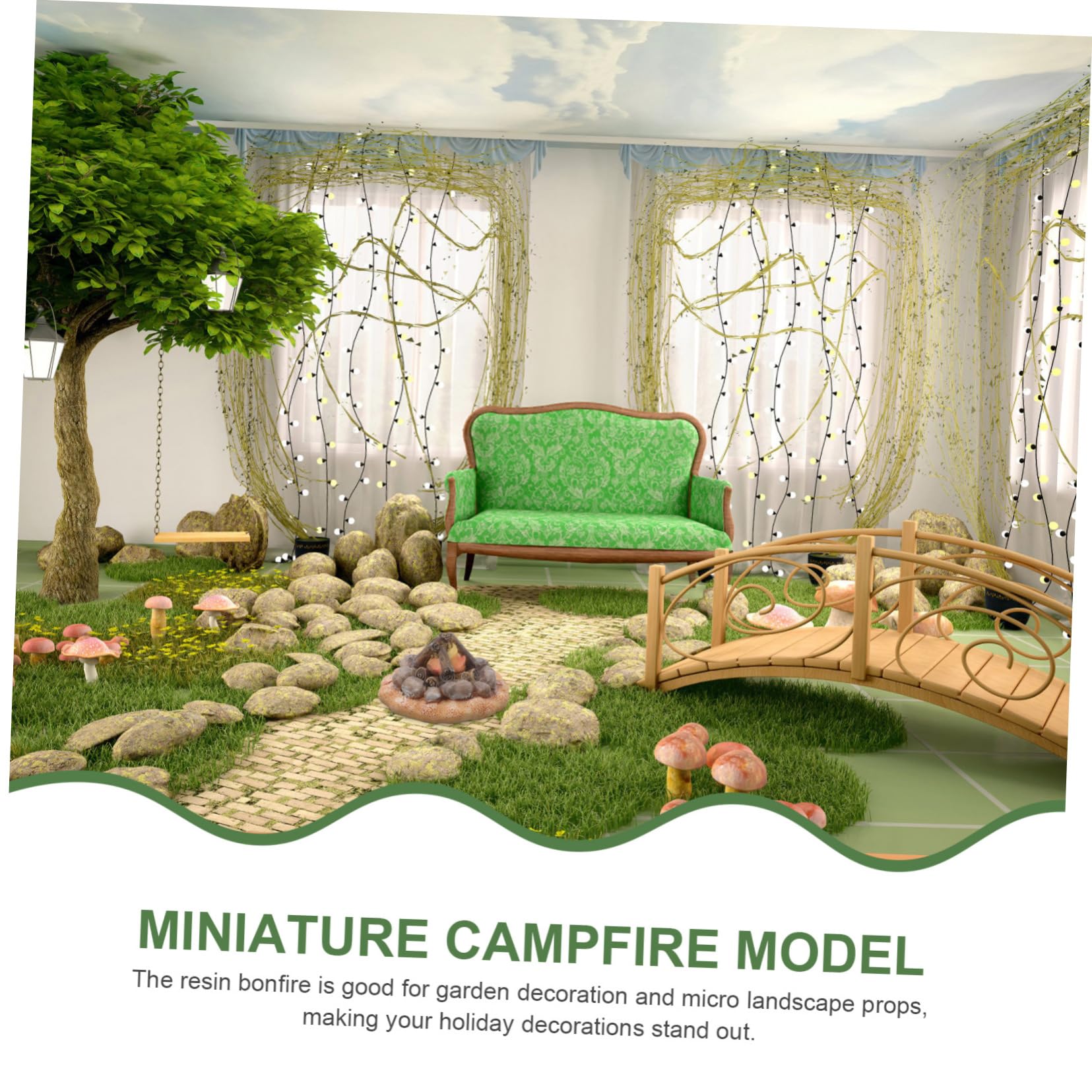 SEWOART Synthetic Resin Miniatures Mini Fire Model Mini Dollhouse Campfire Decoration