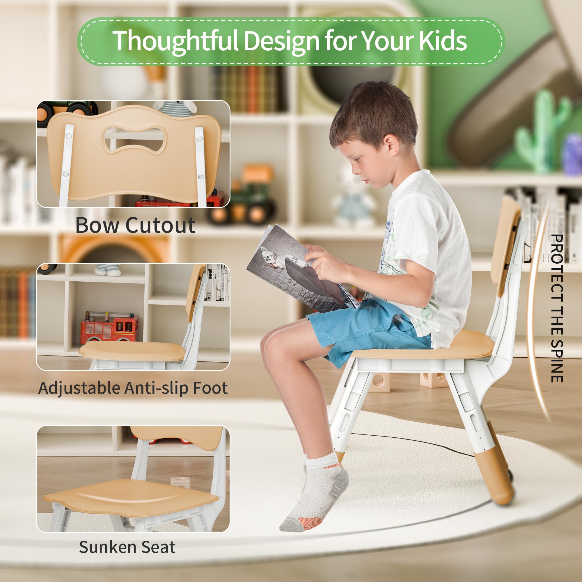 Detskehrcky Adjustable Kids 48 Inch Table and 4 Chairs Set, Kid Table and Chairs Set, Toddler Table and Chair Set, Multi-Activity Table, Graffiti Desktop, Home, Classroom, Daycare, Gray