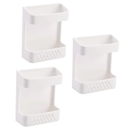 PRETYZOOM 3pcs Tool Holder White Storage Shelves Self Adhesive Remote Control Holders Wall-Mounted Phone Holder Household Wall Storage Rack Household Wall Storage -Mounted Rack Abs