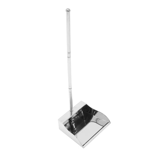 Zerodeko 3pcs Stainless Steel Trash Shovel Standing Pan Wide Dustpan Dust Pans with Long Handle Garbage Sweeper Stand up Dustpans Industrial Dust Pan Garbage Shovel Floor Dustpan Silver