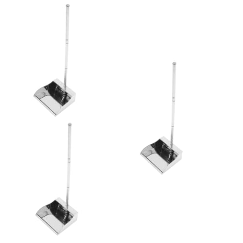 Zerodeko 3pcs Stainless Steel Trash Shovel Standing Pan Wide Dustpan Dust Pans with Long Handle Garbage Sweeper Stand up Dustpans Industrial Dust Pan Garbage Shovel Floor Dustpan Silver