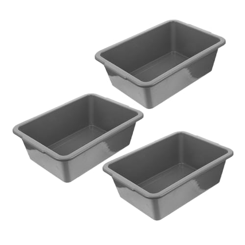 BUGUUYO 3pcs Restaurant Bowl Storage Box Storage Bins Dishwashing Tubs Washing Basin Tub Commercial Tote Tubs Multipurpose Bus Tub Restaurant Bus Tub Bus Tub for Restaurant Grey Pp