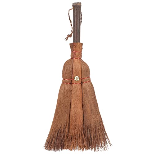 Healeved Brown Silk Broom Decorative Brooms Household Palm Broom Hand Whisk Mini Whisk Broom Escoba Chinese Decor Household Duster Wizard Broom Home Cleaning Broom Brush Asian Brown Hair