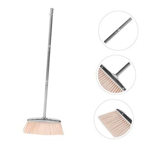 ORFOFE Cleaning Dust Pan Outdoor Broom Dustpan Household Brooms Flooring Tools Stable Broom Long Handle Broom Reusable Broom Handle Sweeping Brush Garbage Wiper Floor Wiper Khaki Nylon