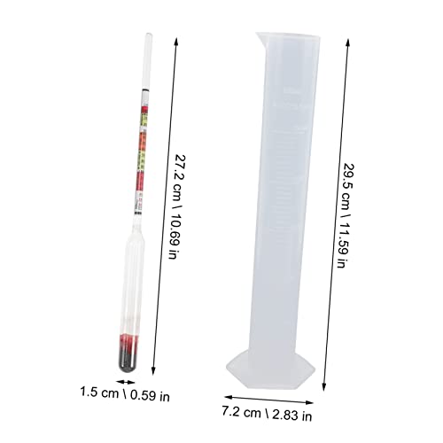 FUNOMOCYA 2 Sets American Attenuation Meter Measuring Cylinder Distilling Moonshine Alcoholmeter Brewing Hydrometer Beer Hydrometer Triple Scale Hydrometer Tester Mead Hydrometer Glass