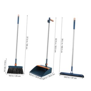 ORFOFE 1 Set Folding Broom Set Long Handled Broom Lobby Dust Pan Angle Broom Floor Sweeper Dust Pan Broom Whisk Broom Long Handle Broom Stand up Broom Dustpan Hand Held Broom Plastic Blue