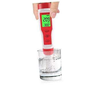 HOMOCONO 4 Ph Pen Ec Meter Digital Tester Pen Ppm Ph Meter for Water Digital Water Meter Pen Ph Tester Liquid Ec Water Test Digital Ph Meter Aquarium Ph Meter Ph and Meter PVC Red