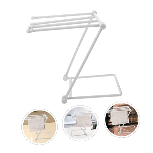 WOONEKY Storage Rack Cloth Rack Cloths Rack Cup Holder Foldable Cloth Holder Kitchen Countertop Rack Towel Rack Light Grey