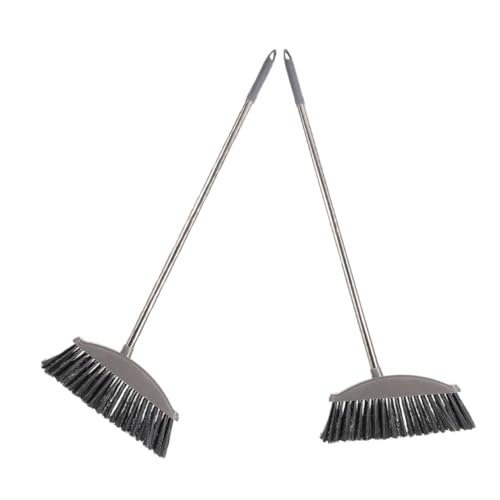 MERRYHAPY 2pcs Stainless Steel Broom Angle Broom Indoor Outdoor Broom Deck Scrub Brush Garbage Sweeping Broom Household Broom Outdoor Brooms Soft Broom Floor Sweeping Broom Dark Grey Plastic