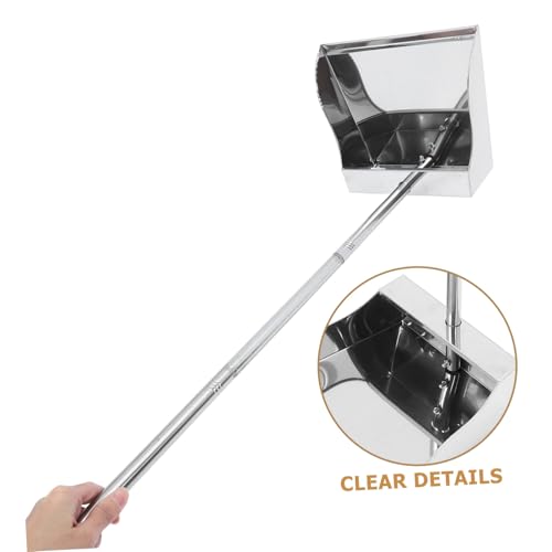 Zerodeko 3pcs Stainless Steel Trash Shovel Standing Pan Wide Dustpan Dust Pans with Long Handle Garbage Sweeper Stand up Dustpans Industrial Dust Pan Garbage Shovel Floor Dustpan Silver