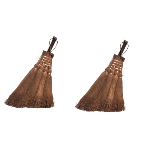 Healeved 2pcs Mini Broom Small Natural Whisk Broom Natural Sweeping Accessories Small Whisk Broom Brooms Mini Straw Broom Household Cleaner Mini Whisk Sweeping Portable Broom Wooden