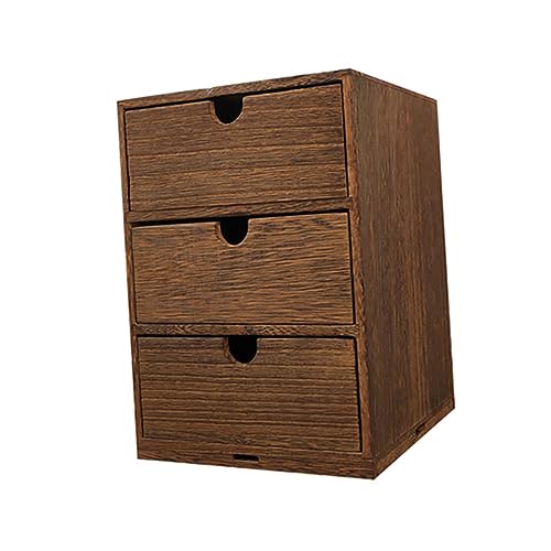 Wooden Storage Box Storage Drawers Storage Cabinet Locker Desktop Organizer Desktop Cabinet Organizer 3 Tier Shelf Organizer for Desk Retro Drawer Box​​​​​​​ Wood Drawer Shelf WHAMVOX