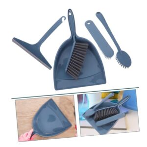 Anneome 1 Set Mini Broom Set Dust Pan Handheld Broom Crevice Cleaning Brush Hand Broom Brush Gaps Cleaning Brush Whisk Broom Small Handle Desk Brooms Small Brush and Dustpan Pp Blue