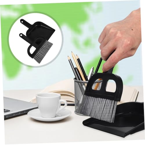 Luxshiny 1 Set Broom Dustpan Set Detailing Brush Cars Brooms Automotive Auto Car Desk Cleaner Brush Car Gaps Brush Cleaning Small Dustpan Multi-Function Whisk Broom Mini Broom Black Plastic