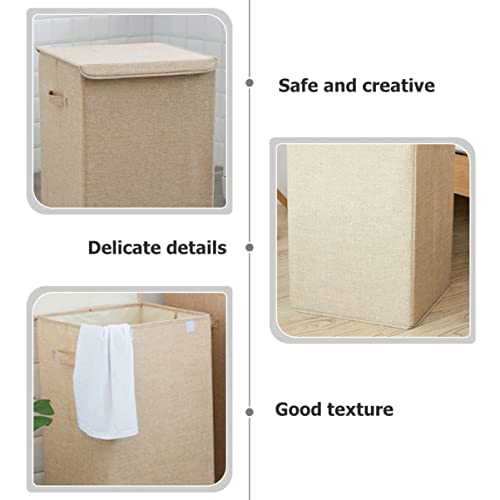 CAXUSD Home Laundry Basket Laundry Baskets with Lid Laundry Basket for Multifunction Laundry Basket Toy Organizer Bins Queen Size Blankets Foldable Laundry Baskets Beige Fabric