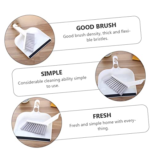 BCOATH 2 Sets Cleaning Brush Tabletop Fireplace Dust Pans with Brush Tiny Brush Dustpan Toy Broom Straw Soft Broom Cleaning Broom Mini Hand Broom Mini Cleaning Dustpan Plastic White