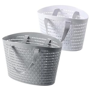 2pcs plastic laundry basket the tote bag basket for blankets hanger for storage all toiletry bucket cleaning basket hollow-out basket sundries storage bin bedroom storage basket homocono