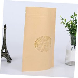 SOESFOUFU 50 Pcs Kraft Paper Bag Self-sealing Storage Pouches Greaseproof Paper Bags Kraft Snack Bags Zipper Paper Bags Practical Storage Pouches Bag Organizer Kraft Treat Bags