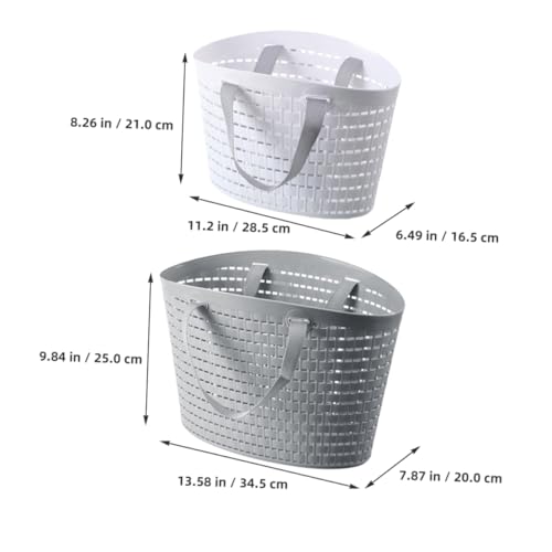 2pcs Plastic Laundry Basket The Tote Bag Basket for Blankets Hanger for Storage All Toiletry Bucket Cleaning Basket Hollow-out Basket Sundries Storage Bin Bedroom Storage Basket HOMOCONO