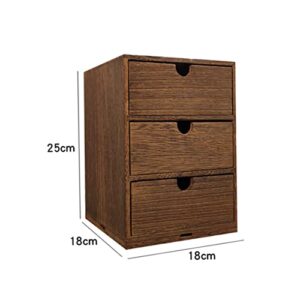 Wooden Storage Box Storage Drawers Storage Cabinet Locker Desktop Organizer Desktop Cabinet Organizer 3 Tier Shelf Organizer for Desk Retro Drawer Box​​​​​​​ Wood Drawer Shelf WHAMVOX