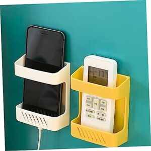 PRETYZOOM 3pcs Tool Holder White Storage Shelves Self Adhesive Remote Control Holders Wall-Mounted Phone Holder Household Wall Storage Rack Household Wall Storage -Mounted Rack Abs