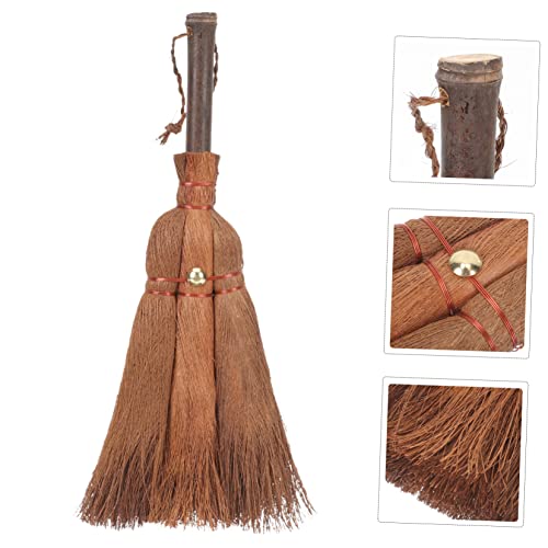 Healeved Brown Silk Broom Decorative Brooms Household Palm Broom Hand Whisk Mini Whisk Broom Escoba Chinese Decor Household Duster Wizard Broom Home Cleaning Broom Brush Asian Brown Hair