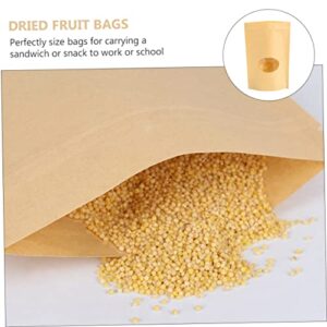 SOESFOUFU 50 Pcs Kraft Paper Bag Self-sealing Storage Pouches Greaseproof Paper Bags Kraft Snack Bags Zipper Paper Bags Practical Storage Pouches Bag Organizer Kraft Treat Bags