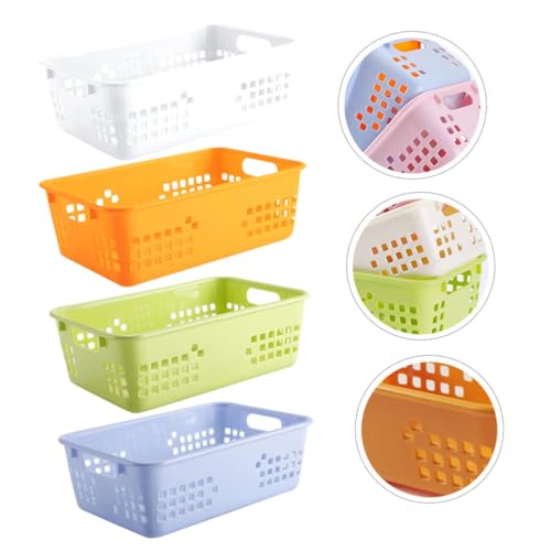 FONDOTIN 4pcs Plastic Storage Basket Storage Bins Laundry Basket Storage Baskets for Shelves Small Plastic Boxes Bathroom Organizer Washing Basket Plastic Basket for Organizing Pp