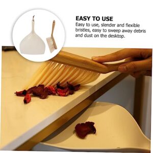 COLLBATH 1 Set Desktop Broom Cleaning Tool Sweeper Broom Compact Broom Desktop Dustpan Ceiling Fan Duster Housekeeping Tool Tabletop Brush Cleaning Brush Mini Cleaning Broom Wooden