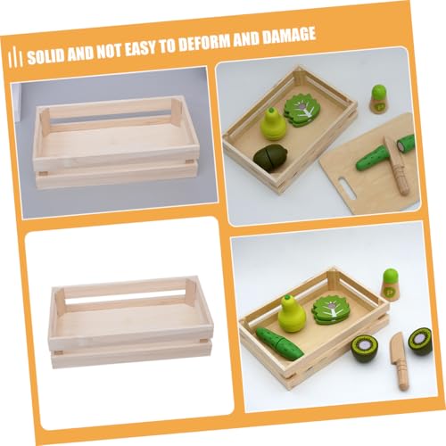 PRETYZOOM 2pcs Wooden Organizer Basket Beige Basket for Storage Wooden Storage Container Wooden Basket