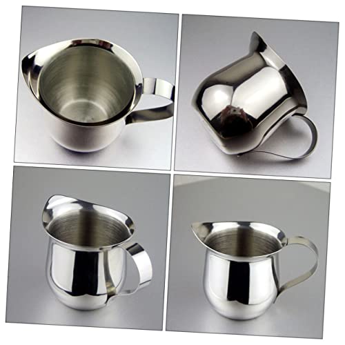 COLLBATH Stainless Steel Milk Cup Tea Fairness Cup Espresso Machine Coffee Creamer Cream Frothing Cups Sauce Jug Pitcher Espresso Shots Steaming Pitcher Creme De Menthe Syrup Bar Cup Silver