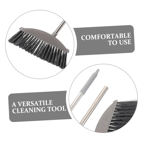 MERRYHAPY 2pcs Stainless Steel Broom Angle Broom Indoor Outdoor Broom Deck Scrub Brush Garbage Sweeping Broom Household Broom Outdoor Brooms Soft Broom Floor Sweeping Broom Dark Grey Plastic