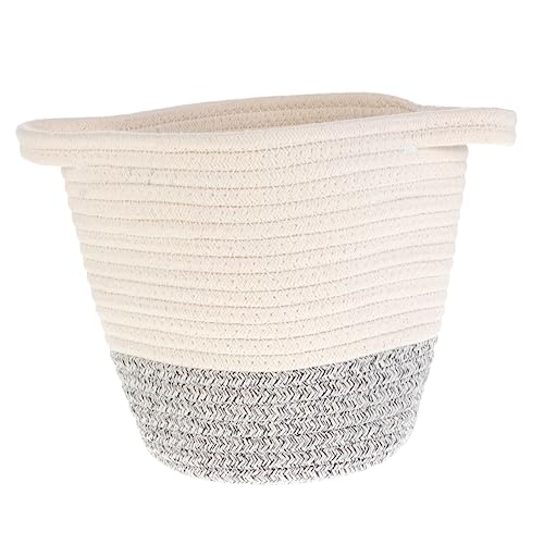 WHAMVOX 1pc Woven Storage Basket Wicker Storage Toy Baskets Woven Baskets Knitting Rope Basket Storage Bins for Toys Rope Storage Baskets Toy Storage Bin Basket White Cotton Rope