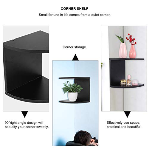 LIFKICH 1pc Corner Shelf Wall Hanging Shelf Wall-Mounted Corner Organizer Wall Display Shelves Wall Floating Shelves Shelf for Corner Decorative Hanging Display Rack Black