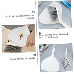 COOLHIYA 1 Set Children's Dustpan Broom Desktop Cleaning Supplies Pet Cage Broom Mini Desktop Dustpan Broom for Kid Broom Desk Cleaning Broom Sweeper Broom Keyboard Broom White